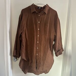 Lands' End Brown Button Down Shirt
